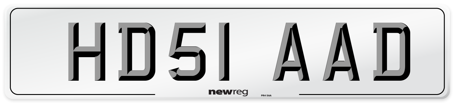 HD51 AAD Number Plate from New Reg